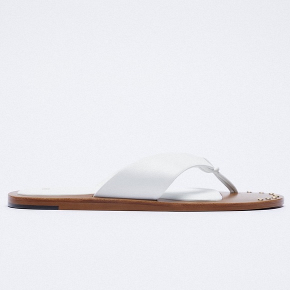 White Leather Sandals with stud detailing - Picture 3 of 7